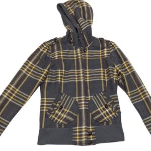 Plaid Rubbish Jacket M Yellow Stripes Grey & White for Fall / Autumn